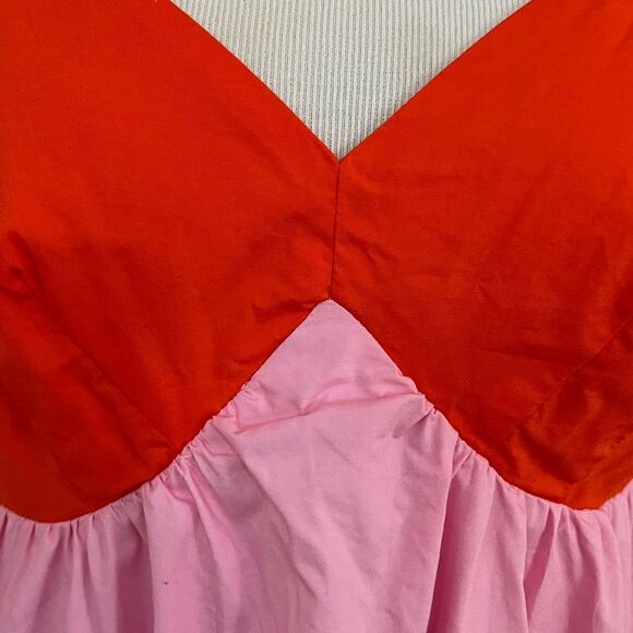 The Get Barbie Colorblock Pink/ Red Cotton Mini Dress S - Picture 5 of 9